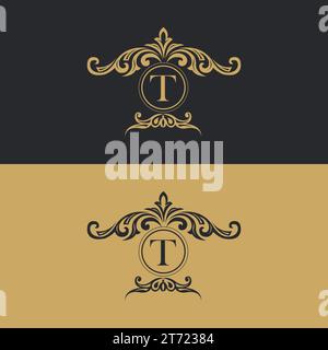 Design de logo lettre T ornemental de luxe pour une marque haut de gamme Illustration de Vecteur