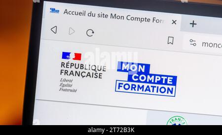 Détail du site Internet du gouvernement français mon compte formation (moncompteformation.fr) permettant aux personnes de postuler à des formations professionnelles Banque D'Images