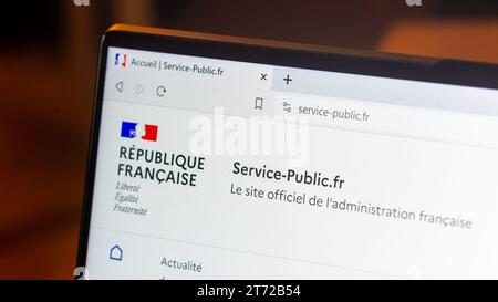 Détail de la page d'accueil du site Internet du gouvernement français 'Service-public.fr', site officiel d'information et de procédures administratives en France Banque D'Images