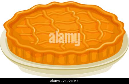 Tarte maison avec citrouille, myrtille, cerise ou pomme sur une assiette. Symbole des fêtes du jour national de la tarte. Clipart, icône de la boulangerie, des aliments sucrés, des desserts Illustration de Vecteur