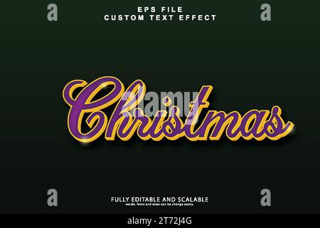 Effet de texte premium modifiable Noël 3D. Illustration de Vecteur