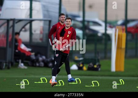Cardiff, Royaume-Uni. 13 novembre 2023. David Brooks du pays de Galles lors de l'entraînement de l'équipe de football du pays de Galles à Hensol, Vale of Glamorgan dans le sud du pays de Galles, le lundi 13 novembre 2023. L'équipe s'entraîne avant les matchs de qualification de l'UEFA Euro 2024 contre l'Arménie et la Turquie ce mois-ci. photo par Andrew Orchard/Andrew Orchard photographie sportive/Alamy Live News crédit : Andrew Orchard photographie sportive/Alamy Live News Banque D'Images