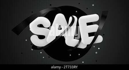 Composition Black Friday sale avec des objets décoratifs. Bannière et affiche de réduction. Illustration vectorielle. Illustration de Vecteur