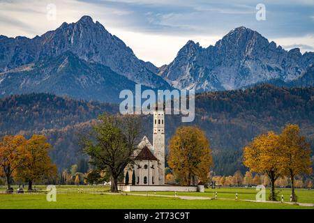 Die barocke Colomanskirche oder St. Coloman BEI Schwangau, Allgäu, Bayern, Deutschland | baroque St. Eglise Coloman près de Schwangau, Allgäu, Bavari Banque D'Images