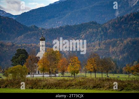 Die barocke Colomanskirche oder St. Coloman BEI Schwangau, Allgäu, Bayern, Deutschland | baroque St. Eglise Coloman près de Schwangau, Allgäu, Bavari Banque D'Images