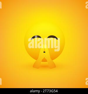 Emoji priant avec les mains pliées - émoticône avec les yeux fermés sur fond jaune - Illustration de conception vectorielle pour le Web et la messagerie instantanée Illustration de Vecteur