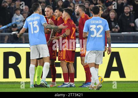 Rome, Latium. 12 novembre 2023. Figth lors du match de Serie A entre Lazio et Roma au stade olympique, Italie, le 12 novembre 2023. Crédit : massimo insabato/Alamy Live News Banque D'Images