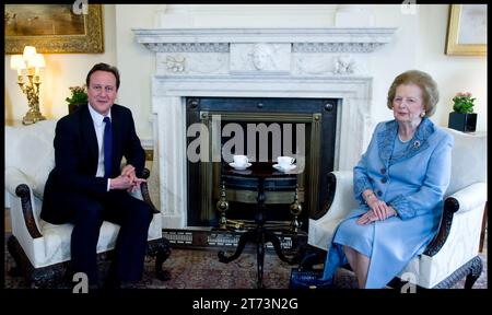 London, UK. 08th June, 2010. Image © Licensed to Parsons Media. 13/11/2023. London, United Kingdom. David Cameron appointed Foreign Secretary. British Prime Minister David Cameron greets former Prime Minister Baroness Thatcher at Number 10 Downing Street, Tuesday June 8, 2010. Photo Picture by Credit: andrew parsons/Alamy Live News Stock Photo