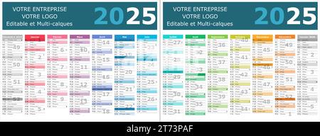 calendrier français 2025 avec des phases de lune des saints Illustration de Vecteur