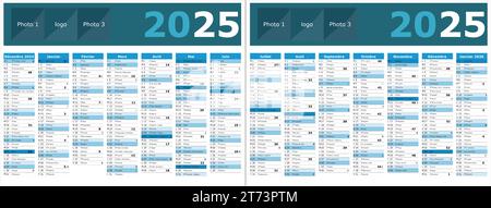 calendrier français 2025 avec des phases de lune des saints Illustration de Vecteur