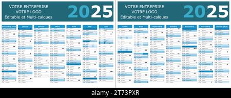 calendrier français 2025 avec des phases de lune des saints Illustration de Vecteur