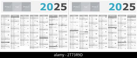 calendrier français 2025 avec des phases de lune des saints Illustration de Vecteur