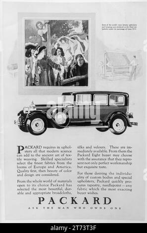 1927 annonce de voiture Packard. 'Demandez à l'homme qui en possède un.' Banque D'Images