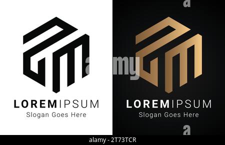 Design original de luxe MS ou SM Monogram Text Letter logo Illustration de Vecteur