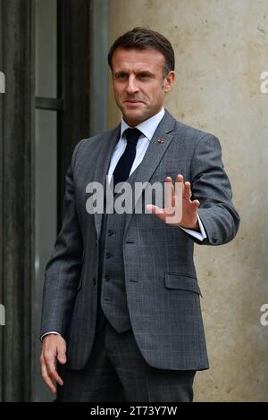 Paris, France. 27 janvier 2016. Julien Mattia/le Pictorium - Conférence humanitaire internationale pour les civils de Gaza - 27/01/2016 - France/Ile-de-France (région)/Paris - Portrait du président français Emmanuel Macron entre ses rencontres avec les chefs d'Etat lors du 6e Forum de la paix à l'Elysée, à Paris, le 9 novembre 2023. Crédit : LE PICTORIUM/Alamy Live News Banque D'Images