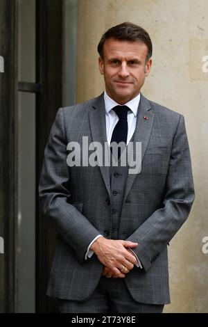 Paris, France. 27 janvier 2016. Julien Mattia/le Pictorium - Conférence humanitaire internationale pour les civils de Gaza - 27/01/2016 - France/Ile-de-France (région)/Paris - Portrait du président français Emmanuel Macron entre ses rencontres avec les chefs d'Etat lors du 6e Forum de la paix à l'Elysée, à Paris, le 9 novembre 2023. Crédit : LE PICTORIUM/Alamy Live News Banque D'Images