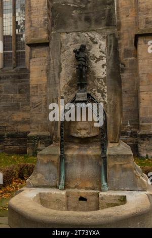 Gustav II Adolphe de Suède Fontaine en face de l'église des prédicateurs à Erfurt Banque D'Images