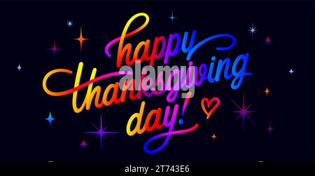 Thanksgiving Day. Lettrage à la main pour le jour de Thanksgiving de vacances, graphique vintage, bannière, affiche, carte de voeux calligraphie Thanksgiving jour, carte postale pour le jour de Thanksgiving de vacances. Illustration vectorielle Illustration de Vecteur