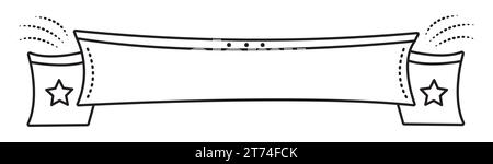 Modèle de bannière de ruban vide de ligne noire, illustration vectorielle monochrome Illustration de Vecteur