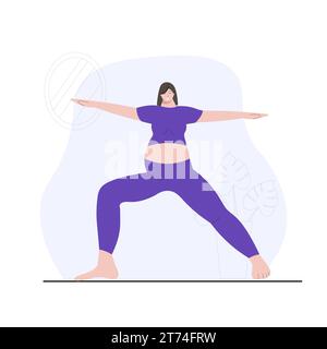 Femme enceinte en posture du guerrier 2 ou Virabhadrasana II Illustration vectorielle de santé de grossesse Illustration de Vecteur