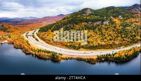 Panorama aérien de Franconia Notch parkway, NH Banque D'Images