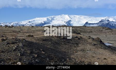 Paysage bordant la lagune Jökulsárlón Iceberg à la pointe sud du parc national de Vatnajökull dans le sud de l'Islande Banque D'Images