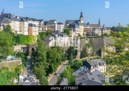 Quartier Grund du chemin de la Corniche, quartier Grund, ville de Luxembourg, Luxembourg Banque D'Images