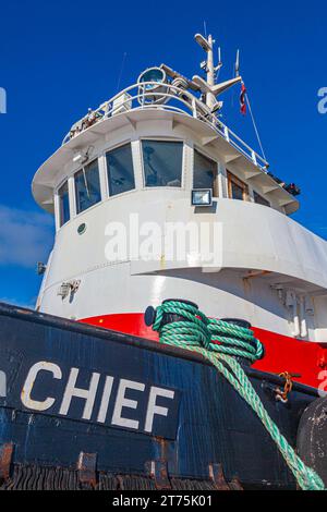 Timonerie du remorqueur Pacific Chief à Steveston Harbour Colombie-Britannique Canada Banque D'Images