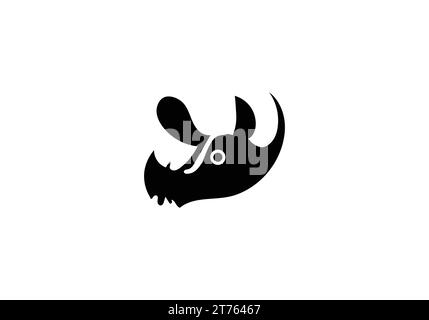 Conception d'illustration d'icône de style minimaliste de rhinocéros noir Illustration de Vecteur