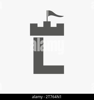 Logo Castle avec modèle vectoriel de symbole de logo L. Illustration de Vecteur