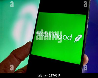 SUQIAN, CHINE - 14 NOVEMBRE 2023 - illustration Robinhood, 14 novembre 2023, Suqian, Province du Jiangsu, Chine. Banque D'Images