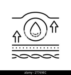 Icône de contour de flux sanguin anormal, thrombose et maladie cardiovasculaire. La veine variqueuse de vecteur a fermé la valve endommagée, l'œdème et le processus de gonflement Illustration de Vecteur