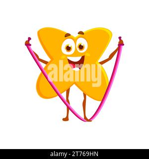 Dessin animé signe drôle de multiplication caractère sportif. Symbole numérique arithmétique, personnage vectoriel isolé du signe mathématique de l'école. Mathématiques calculs symbole drôle avec bande de résistance de forme physique Illustration de Vecteur