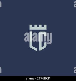 Monogramme de logo LC avec château de forteresse et idées de conception de style bouclier Illustration de Vecteur