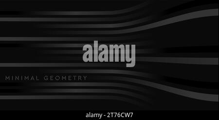 Bandes ondulées noires arrière-plan géométrique abstrait de technologie. Conception vectorielle Illustration de Vecteur
