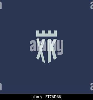Monogramme du logo XK avec des idées de conception de style château de forteresse et bouclier Illustration de Vecteur