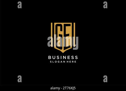 Logo GE monogramme avec motif d'icône de bouclier géométrique inspiré Illustration de Vecteur