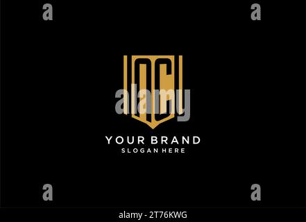 Logo NC monogramme avec inspiration de design d'icône de bouclier géométrique Illustration de Vecteur