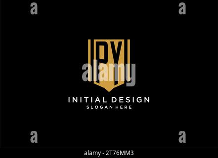 Logo monogramme PY avec motif icône de bouclier géométrique inspiré Illustration de Vecteur