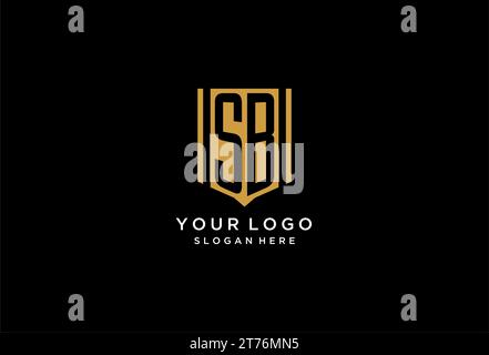 Logo SB monogramme avec motif icône de bouclier géométrique inspiré Illustration de Vecteur