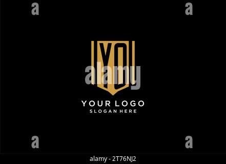Logo YO monogramme avec inspiration de conception d'icône de bouclier géométrique Illustration de Vecteur