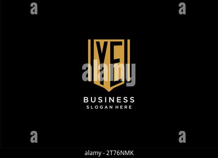 Logo YE monogramme avec motif d'icône de bouclier géométrique inspiré Illustration de Vecteur