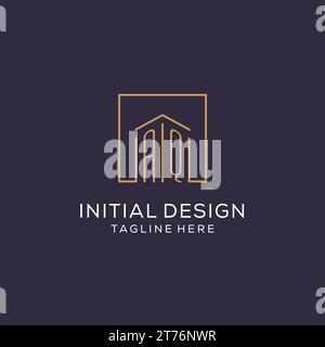 Logo AQ initial avec des lignes carrées, design graphique vectoriel de logo immobilier de luxe et élégant Illustration de Vecteur