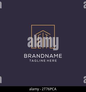 Logo et initial avec des lignes carrées, graphique vectoriel de conception de logo immobilier de luxe et élégant Illustration de Vecteur