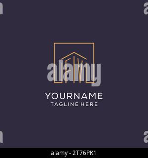 Logo FV initial avec des lignes carrées, design graphique vectoriel de logo immobilier de luxe et élégant Illustration de Vecteur