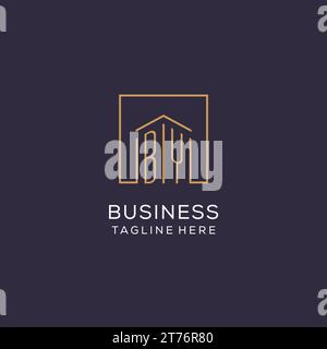 Initial PAR logo avec des lignes carrées, design graphique vectoriel de logo immobilier de luxe et élégant Illustration de Vecteur