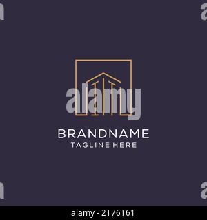 Initial logo IT avec des lignes carrées, design graphique vectoriel de logo immobilier de luxe et élégant Illustration de Vecteur