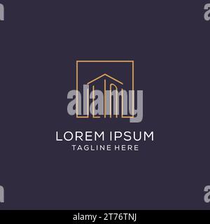 Logo LN initial avec des lignes carrées, design graphique vectoriel de logo immobilier de luxe et élégant Illustration de Vecteur