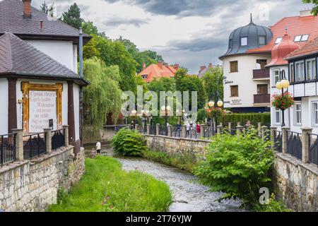 Polanica Zdroj, Pologne, 16 juillet 2023 : centre historique de la ville Polanica Zdroj dans le comté de Klodzko, voïvodie de Basse-Silésie en Pologne occidentale Banque D'Images