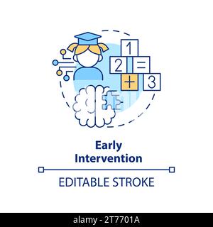 Concept d'intervention précoce à icône colorée en ligne fine Illustration de Vecteur